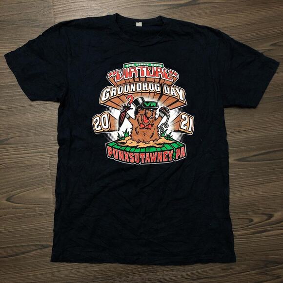 Punxsutawney, PA ‘2021 Virtual Groundhog Day’ Graphic Tee - Picture 1 of 3